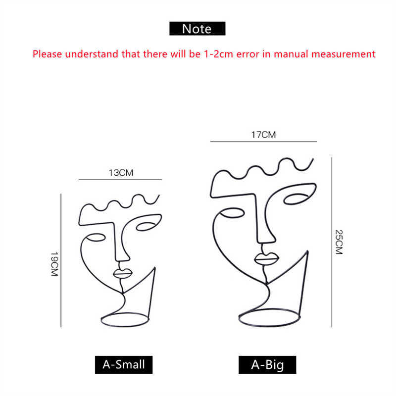 Novelty Items Home Decor Figure Face Abstract Sculptures Metal Art Black Lines Handmade Ornaments Nordic Modern Living Room Decoration Gifts G230520