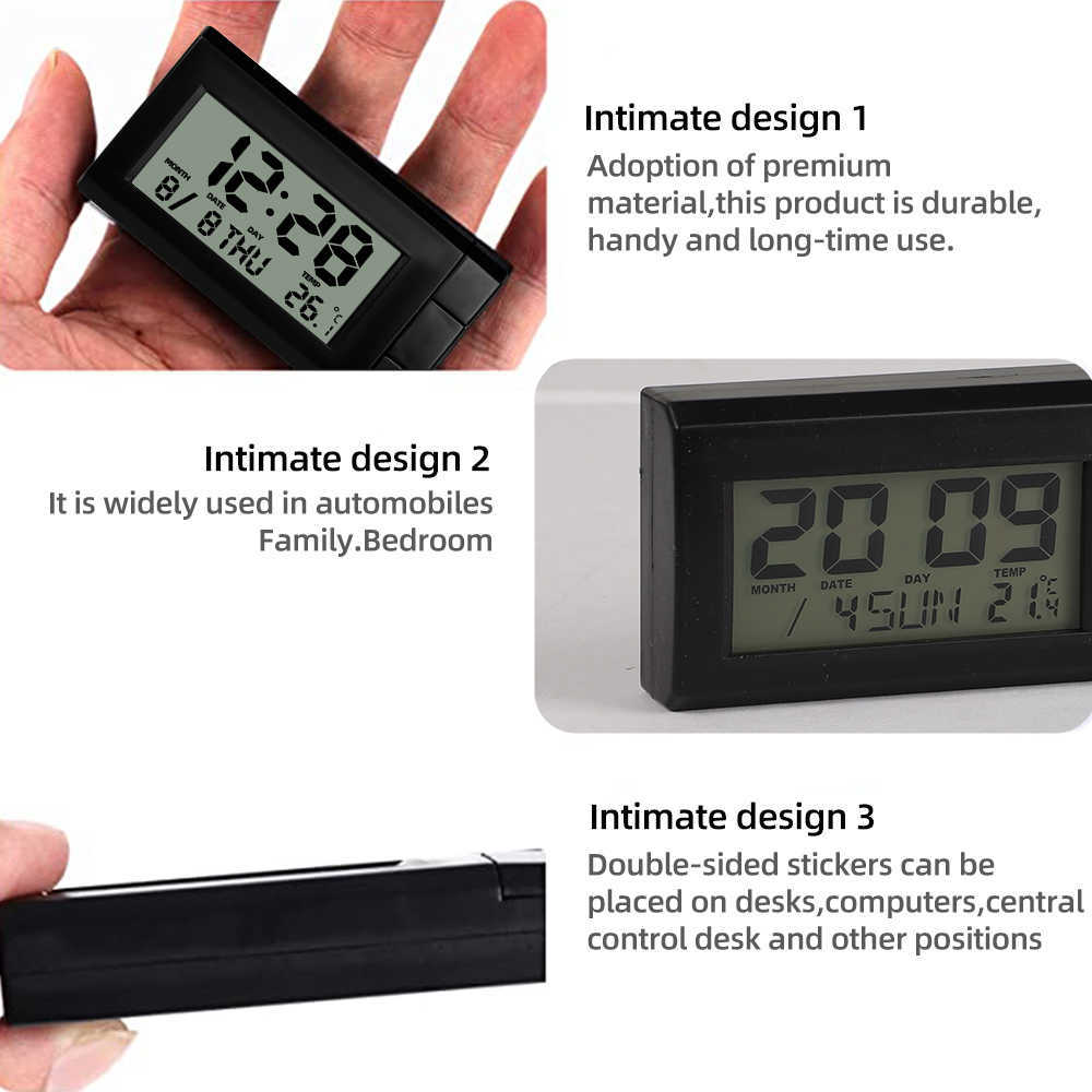 Neues Auto-Luftauslass-Thermometer, elektronische Uhr, 2-in-1-Zeit-LED-Digitalanzeige-Thermometer mit Hintergrundbeleuchtung, leuchtende Autoteile