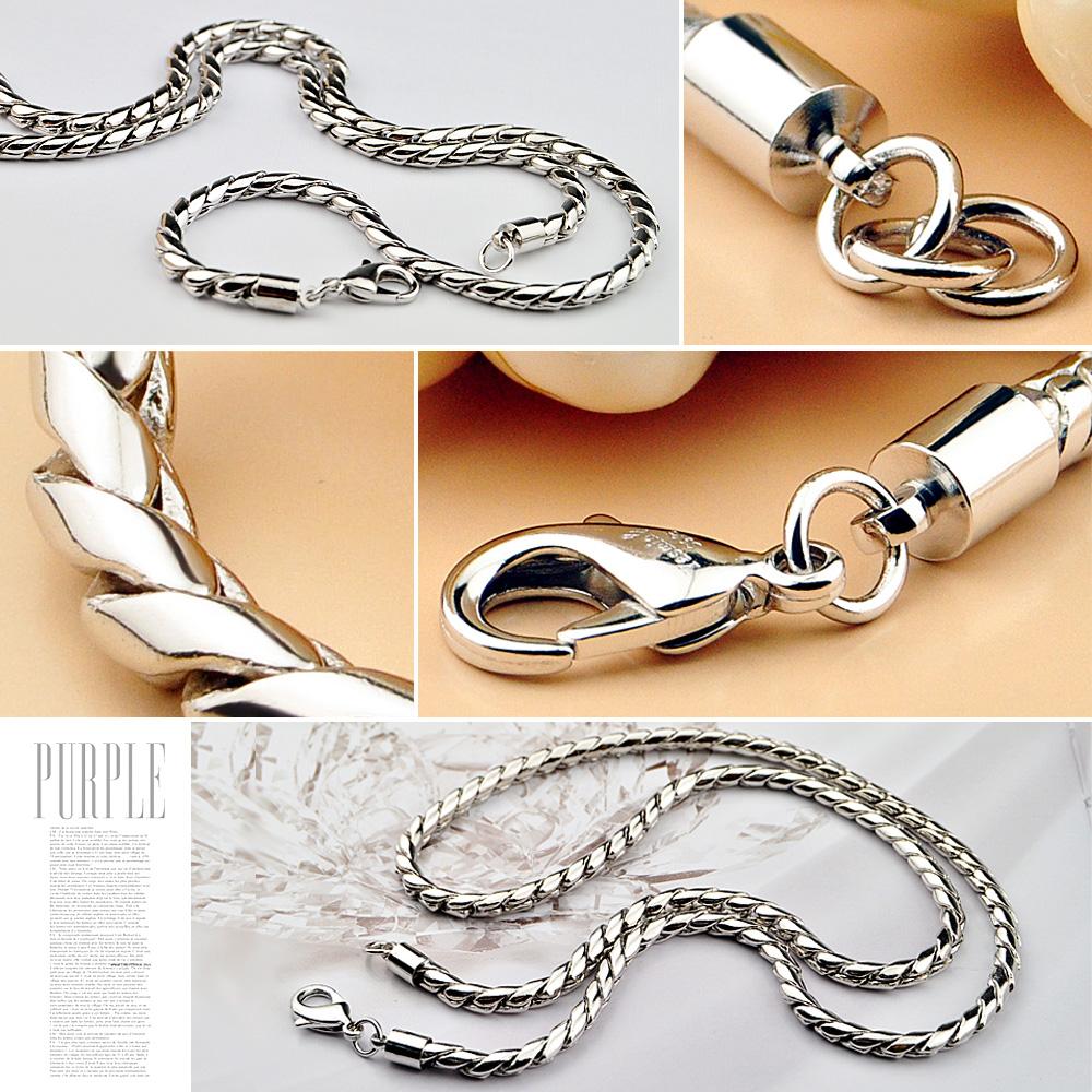 Kettingen EuropeHot sales 100% 925 sterling zilveren man Hanger ketting mannen mode massief zilveren sieraden snake chain 4MM 22 inches