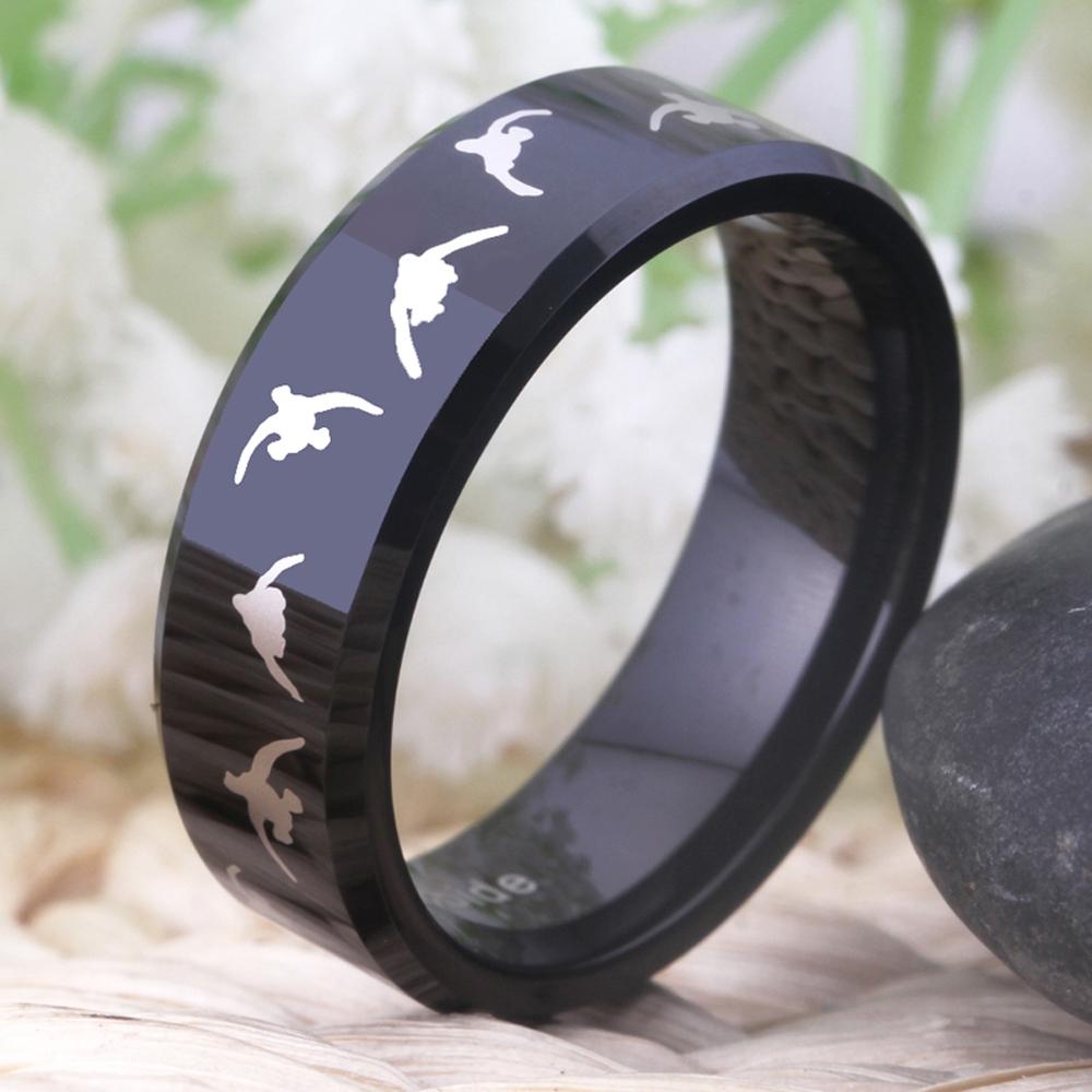 Rings Men's Black Tungsten Carbide Ring Wedding Band Bird Duck Hunting Outdoor Ring 8mm Comfort Fit Drop Shipping Anniversary Gift