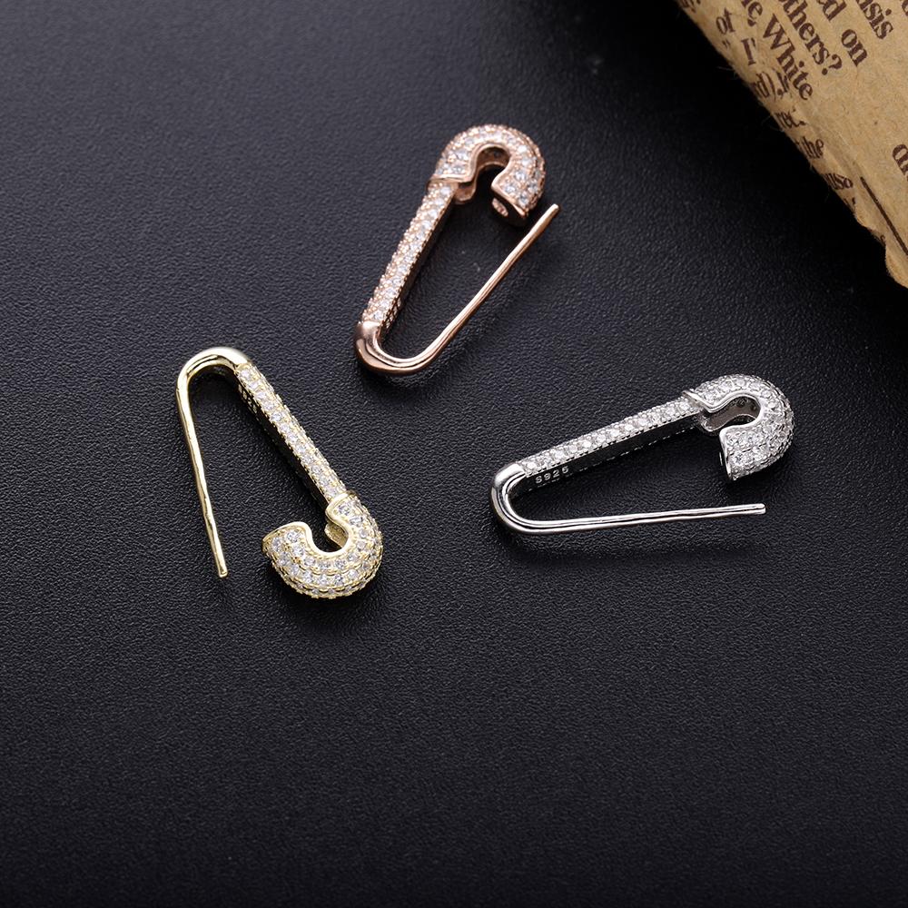 Stud Slovecabin Micro Pave Safety Pins Pulse Ear Cuff Único Brinco 925 Sterling Silver com CZ Design Original 2019 Jóias Simples