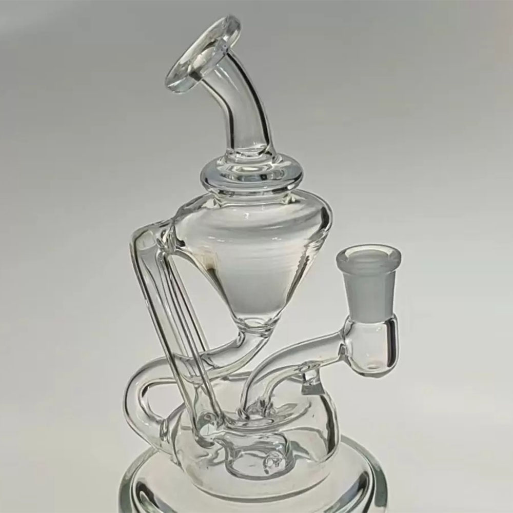 Mini Su Bongs Cam Nargile Fıskiye Recycler Sigara Borular Yağ Dab Rig Kuru Ot Aksesuarı için Boru Kolu