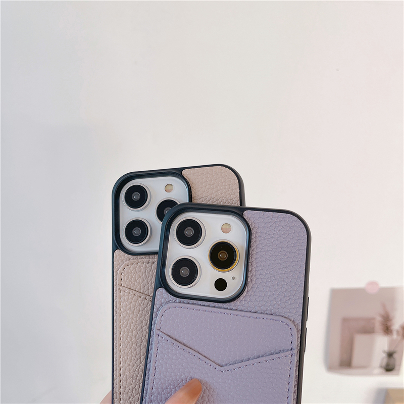 Collier Lychee Print Leather Vogue Phone Case pour iPhone 14 13 12 11 Pro Max Longe Réglable Durable Fentes Pour Cartes Portefeuille Embrayage Couverture Arrière Antichoc