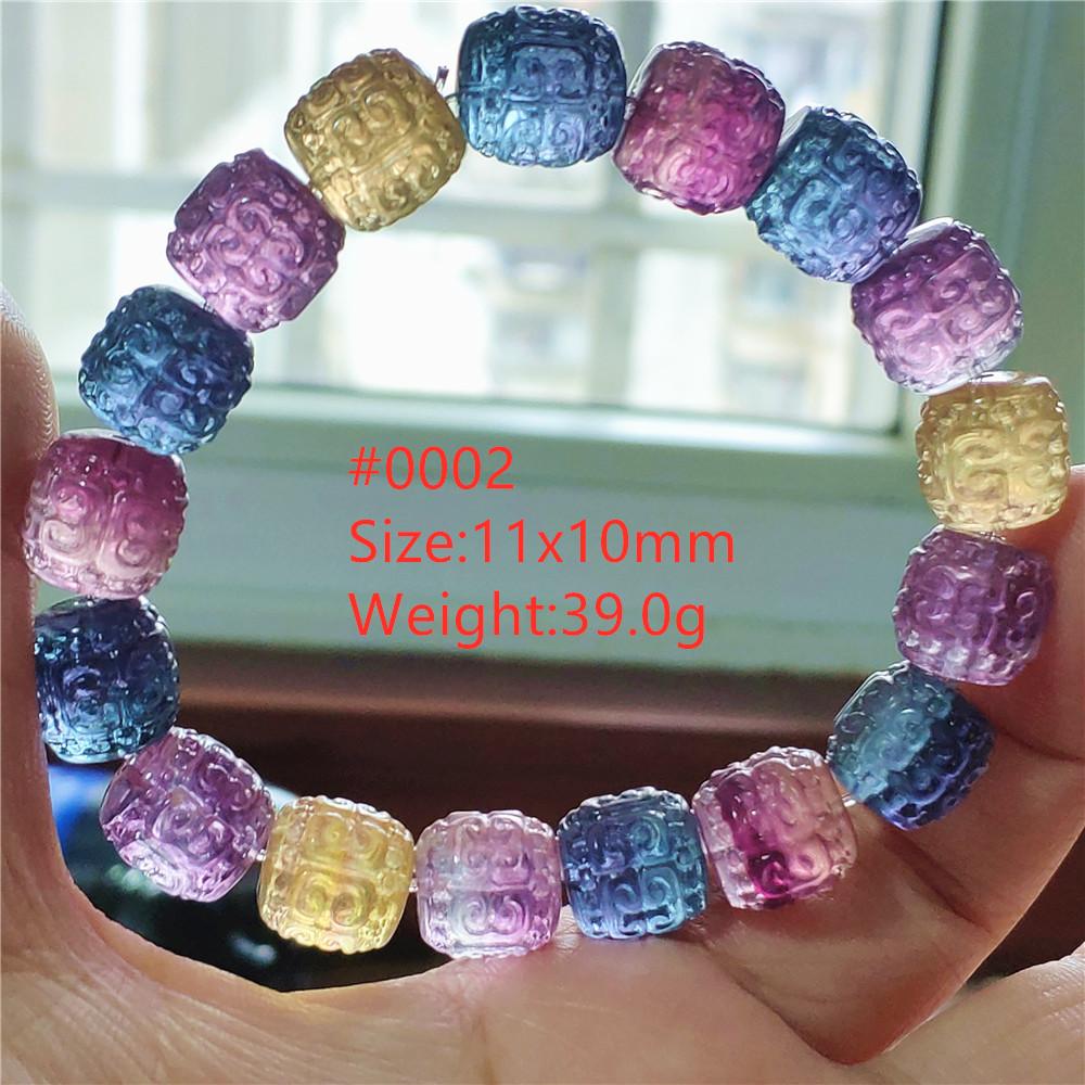 Bangle Natural Colorful Fluorite Quartz Clear Carved Beads Bracelet Jewelry Women 11x10mm Purple Fluorite Jewelry AAAAA