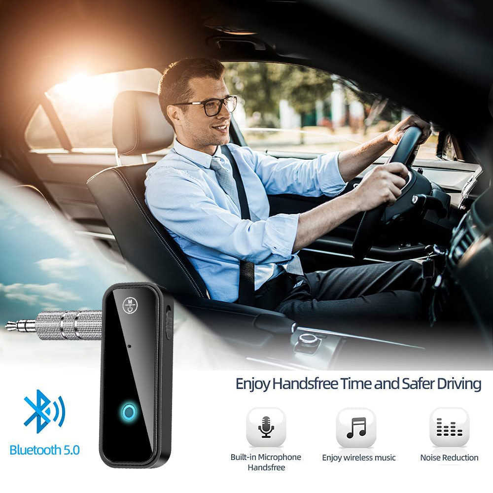 Ny Bluetooth Car Kit -sändarmottagare Trådlös adapter 3,5 mm Ljudstereo Aux -adapter för bilens ljudmusik Handsfri headset