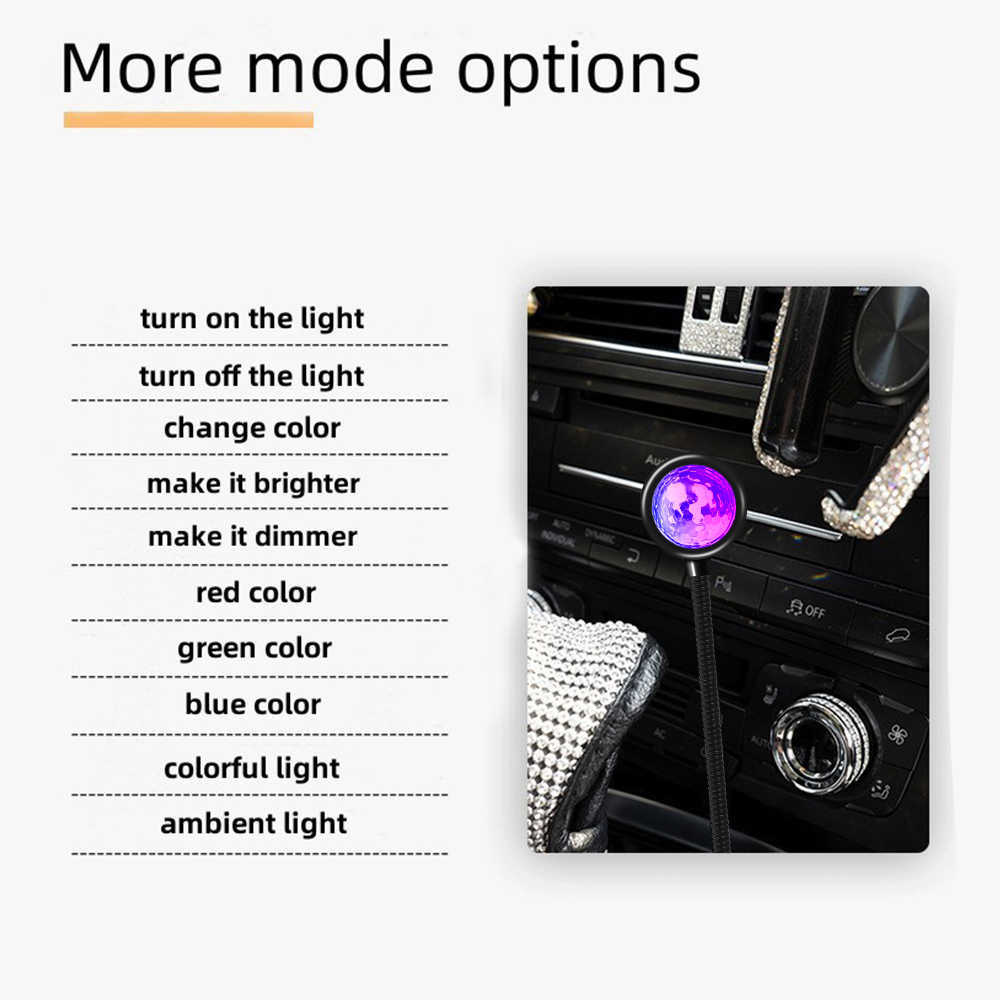 New Car LED Ambient Lamp Roof Star Light Interior Luci a comando vocale Proiettore Decorazione USB Luce notturna multicolore