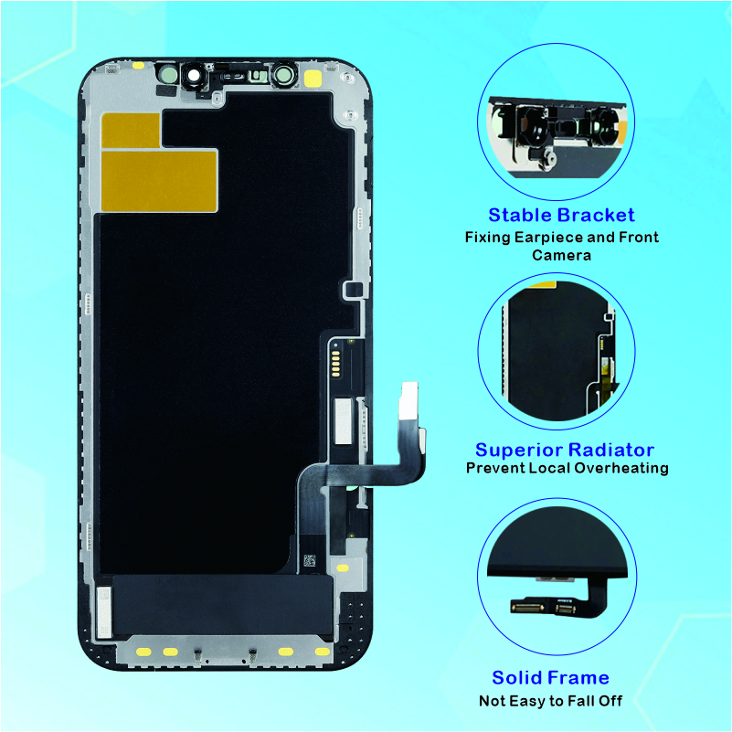 Partihandelskvalitet AAA +++ JK Incell Panels LCD Display för iPhone 12 12Pro Touch Digitizer Komplett skärm med rammonteringsbyte