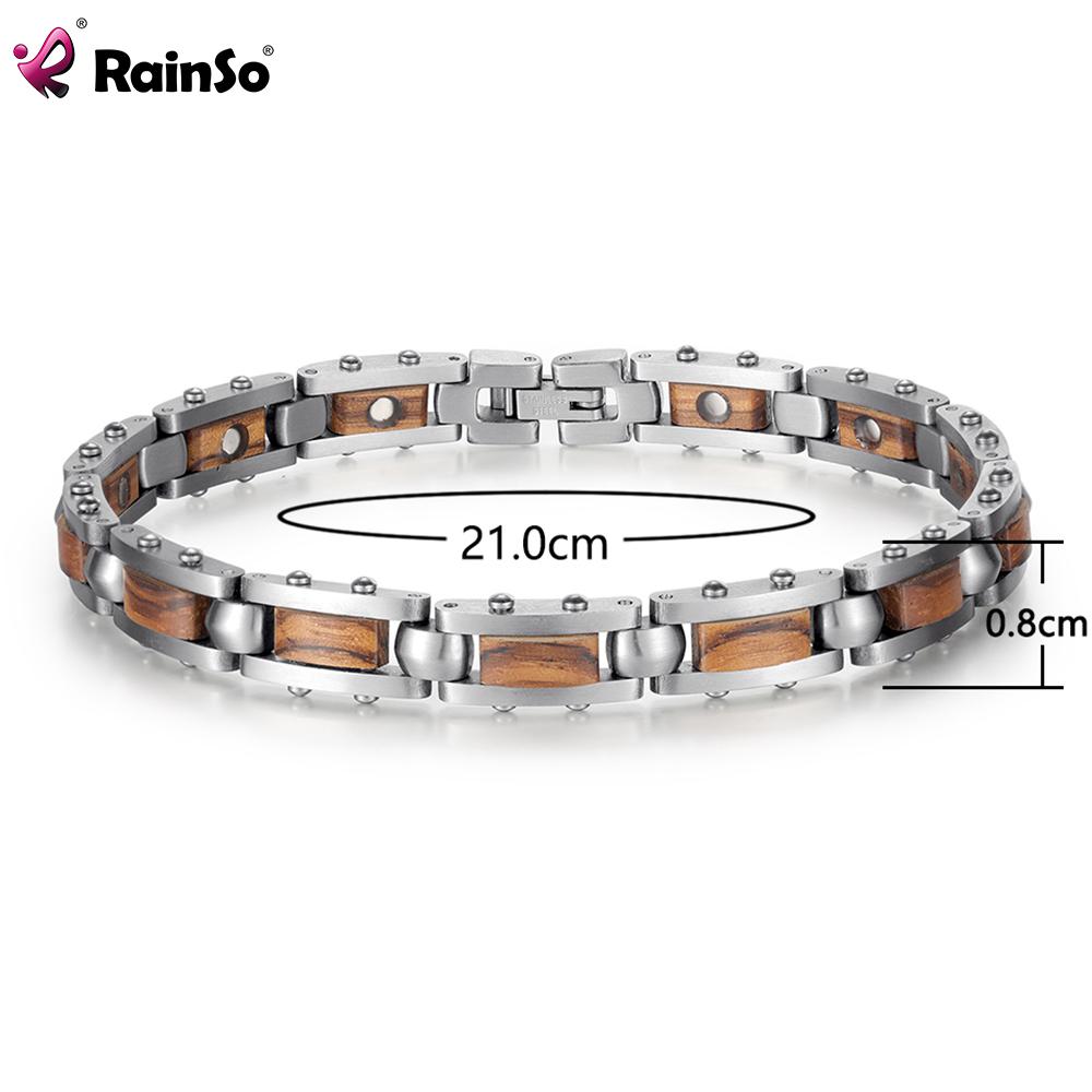 Armband rostfritt stål armband för manlig/kvinnlig zebra trä armband homme hälsovård magnetiska armband viking gåvor för män regno