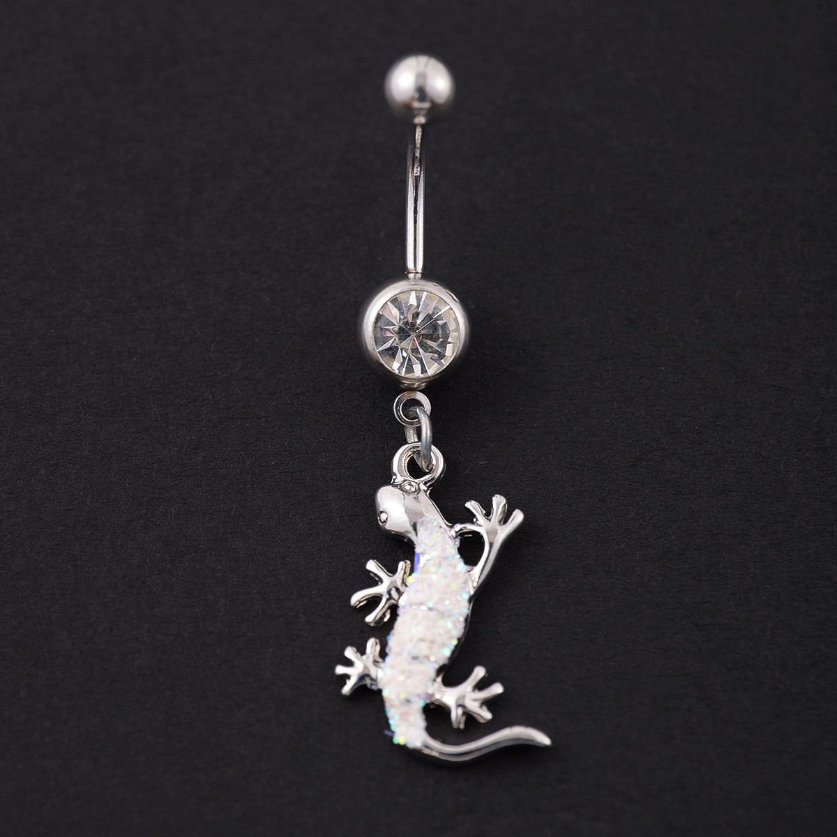 Navel Belly Button Rings Dingling Women Summer Gecko Vintage rostfritt stål Piercing Body Jewlery 2023 Ny guld svartvit färg