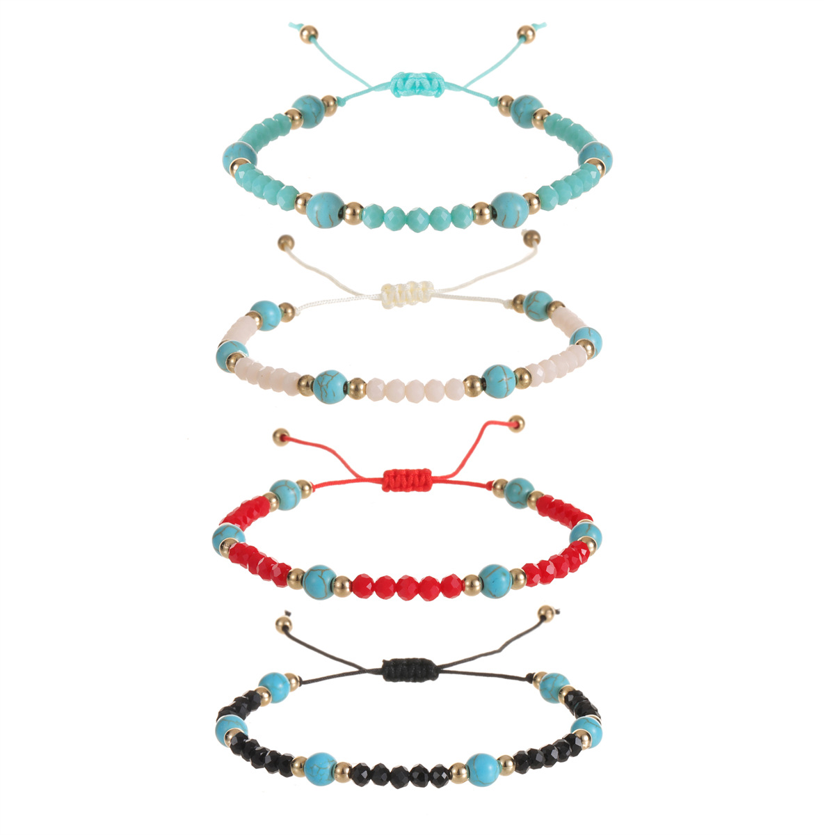 Boho Colorful Glass Rice Beads Hand String Yoga Braided turquoise Beaded Strand Bracelet Yoga Jewelry
