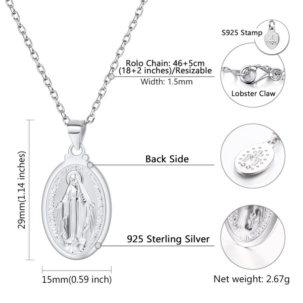 Ожерелья U7, подвески из стерлингового серебра 925 пробы, подвески с подвесками Девы Марии для женщин и мужчин, христианские религиозные украшения, модная цепочка с крестом SC118