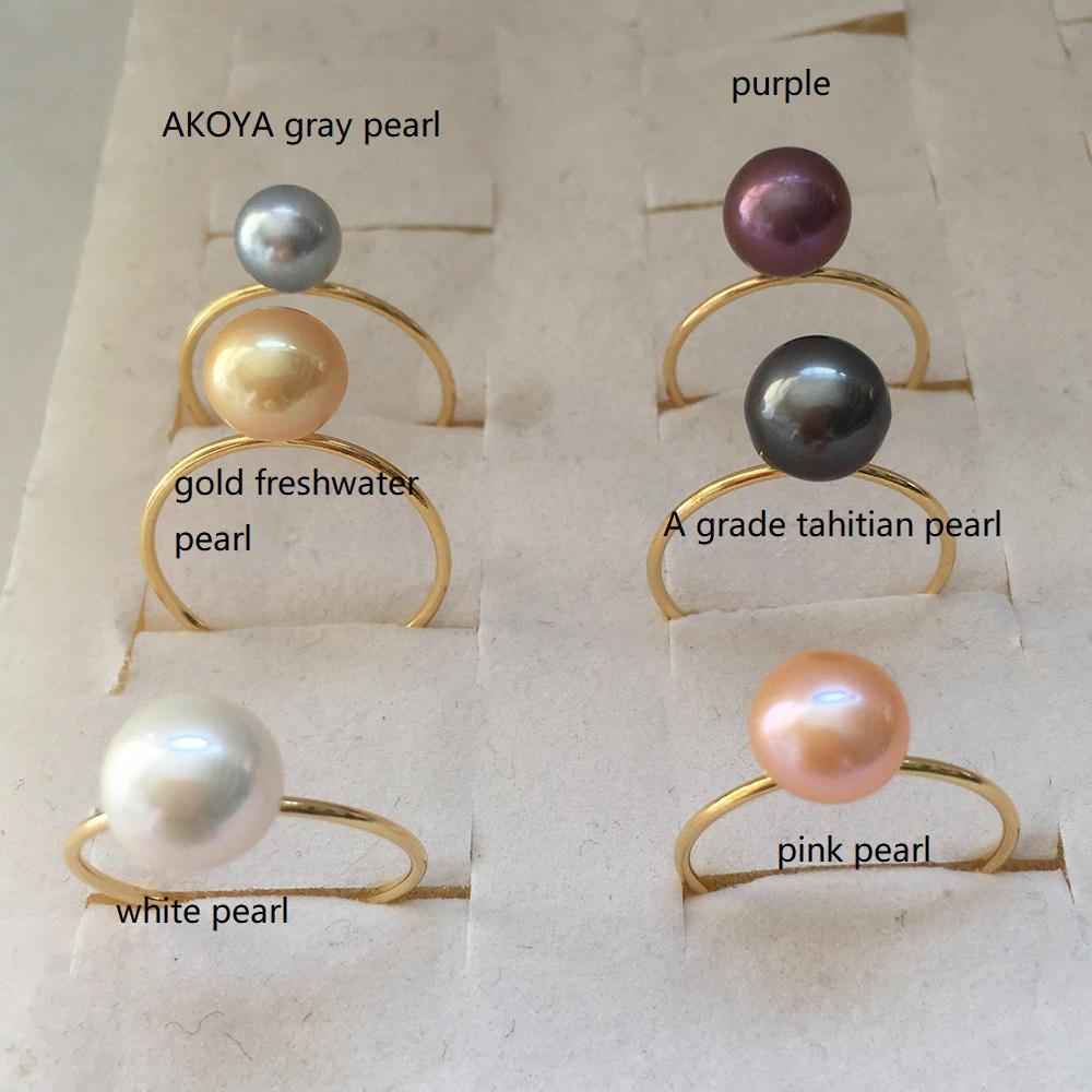 Rings drop 100% NATURE tahitian seasalt PEARL RING real 14k gold filled ring 8 MM tahitian pearl