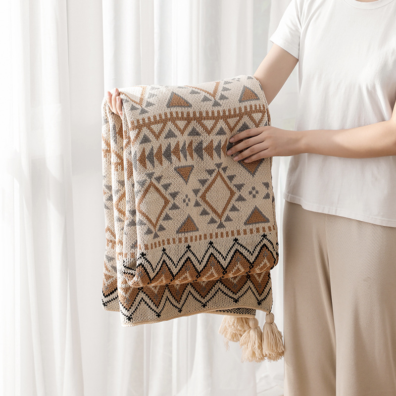 Simple laine tricotée bohème tapisserie acrylique sieste couverture hiver décoration couverture canapé couverture couverture