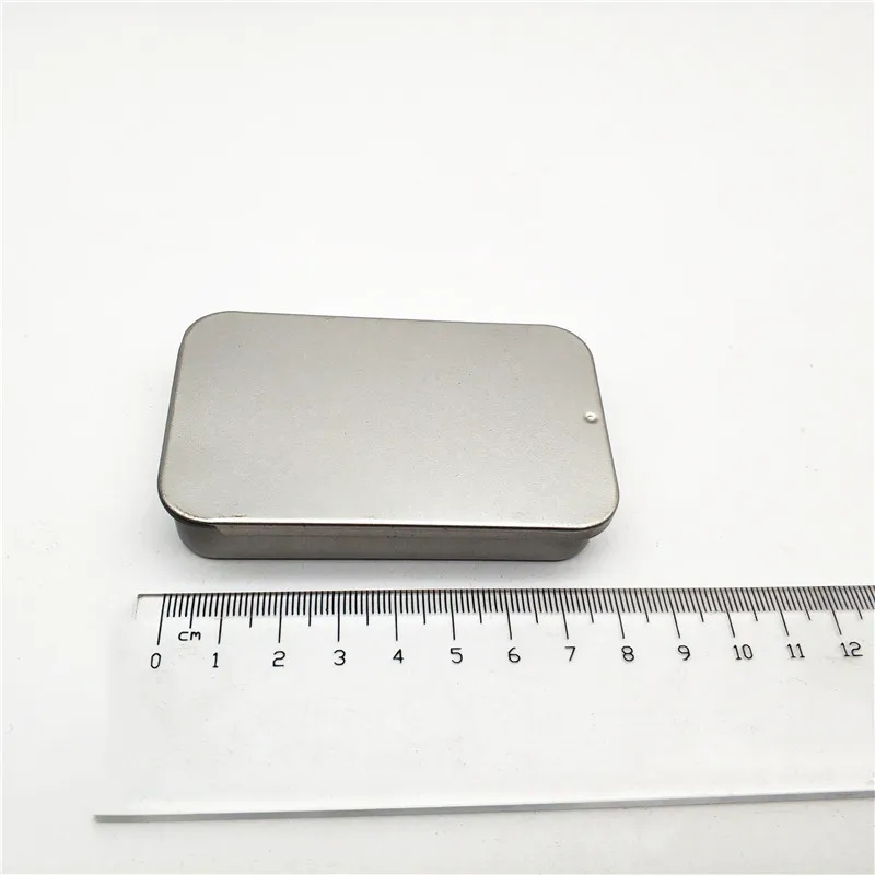 Vanlig silverfärg Slide Top Tin Box, Rectangle Candy USB Box Case Container