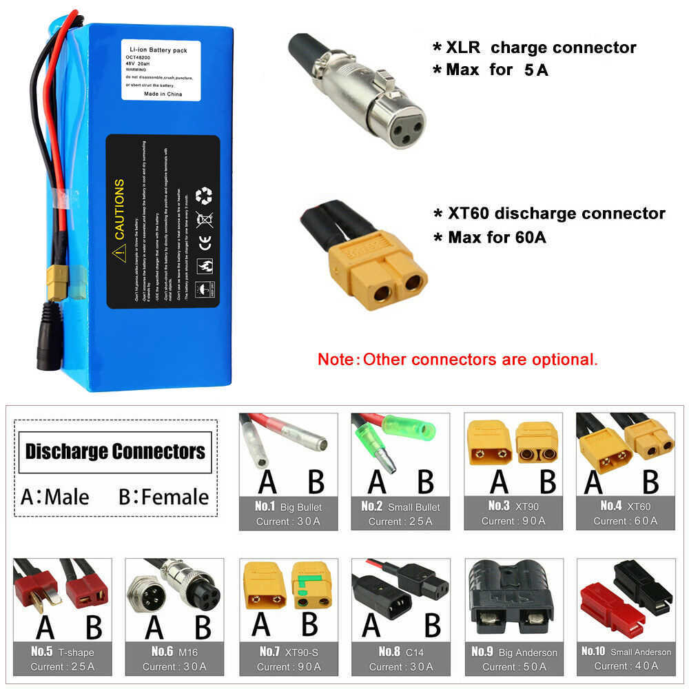 48 V 20AH 36V 15AH Lithium Ion Li-Ion Ebike Batteriepack wiederaufladbare Batterien für Roller Elektrofahrrad 500W 1000W Hochleistungs