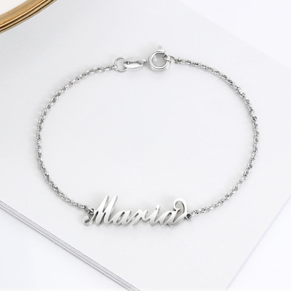 Bangle JewelOra 925 Sterling Silver Personalized Custom Name Bracelets for Women Customized Charms Chain Bracelet Sister Gift