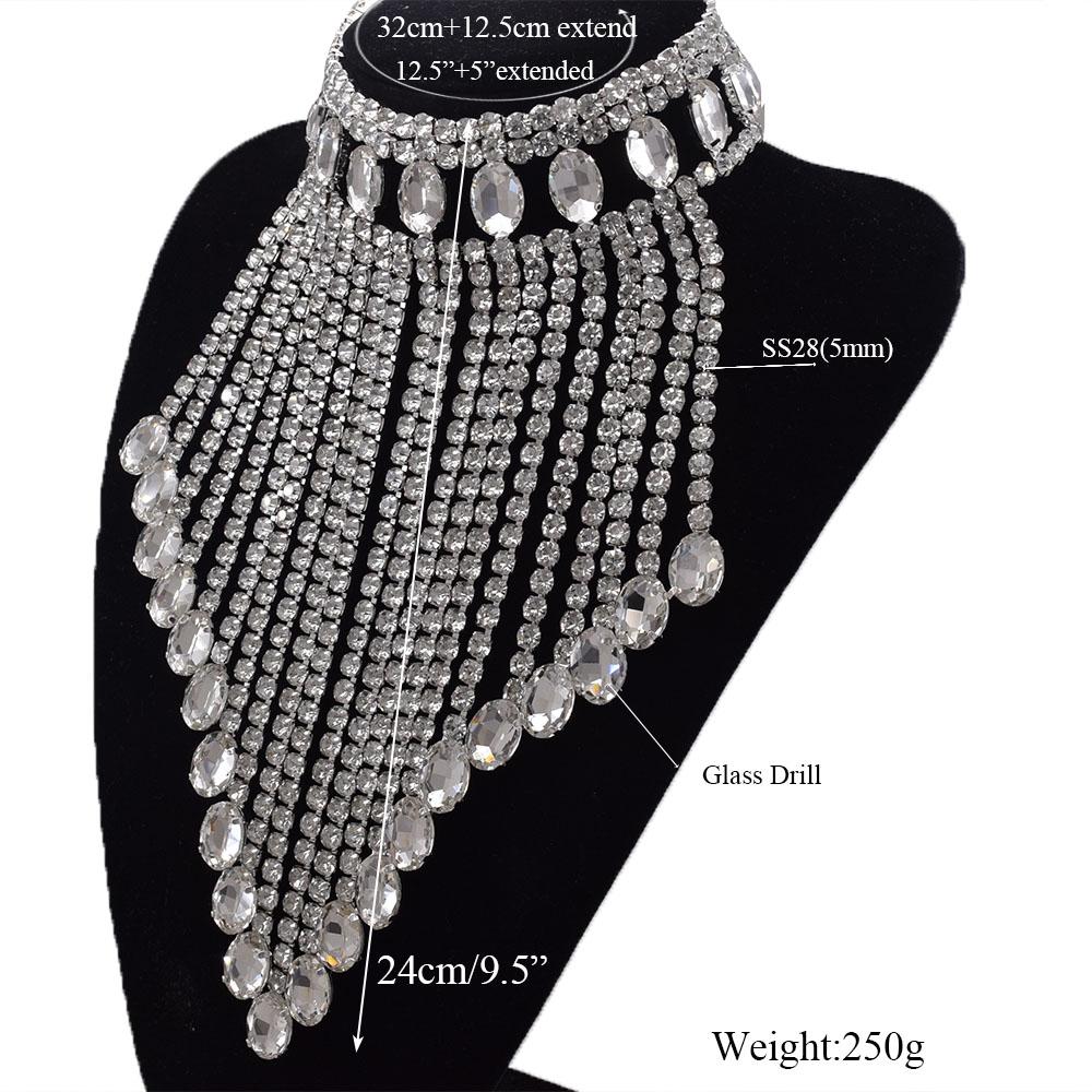 Colliers CuiEr grande taille 5mm Strass SS28 gland collier pour femmes goutte d'eau pendentif AB verre Strass bijoux pour mariage