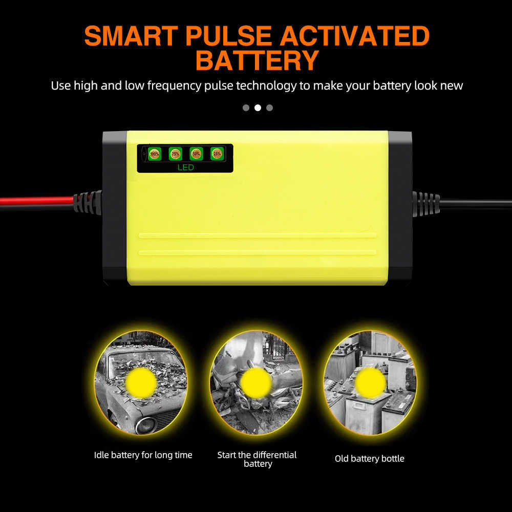 New Portable 12V 2A Smart Car Battery  Auto Battery  with LCD Power Display Pulse Repair Chargers Wet Dry Lead Acid