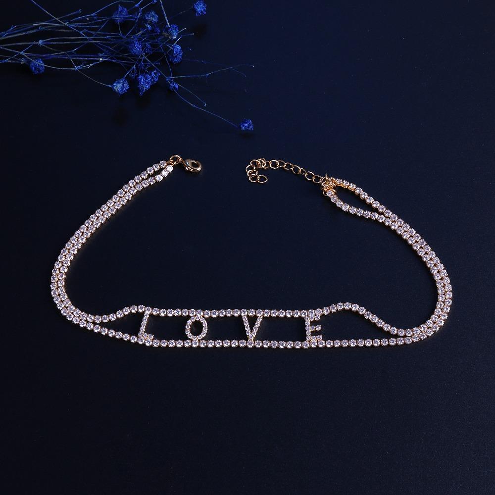 Necklaces DUOYING Zircon Choker Zirconia Necklace Initial Letter Personalized Necklace Letter Charm With Stone