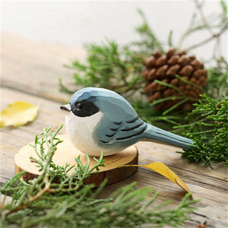 Novelty Items Nordic Style Little Fat Bird Handmade Robin Mountain Blue Robin Little Fat Bird Wood Carving Wood Carving Ornaments Animals Deco G230520
