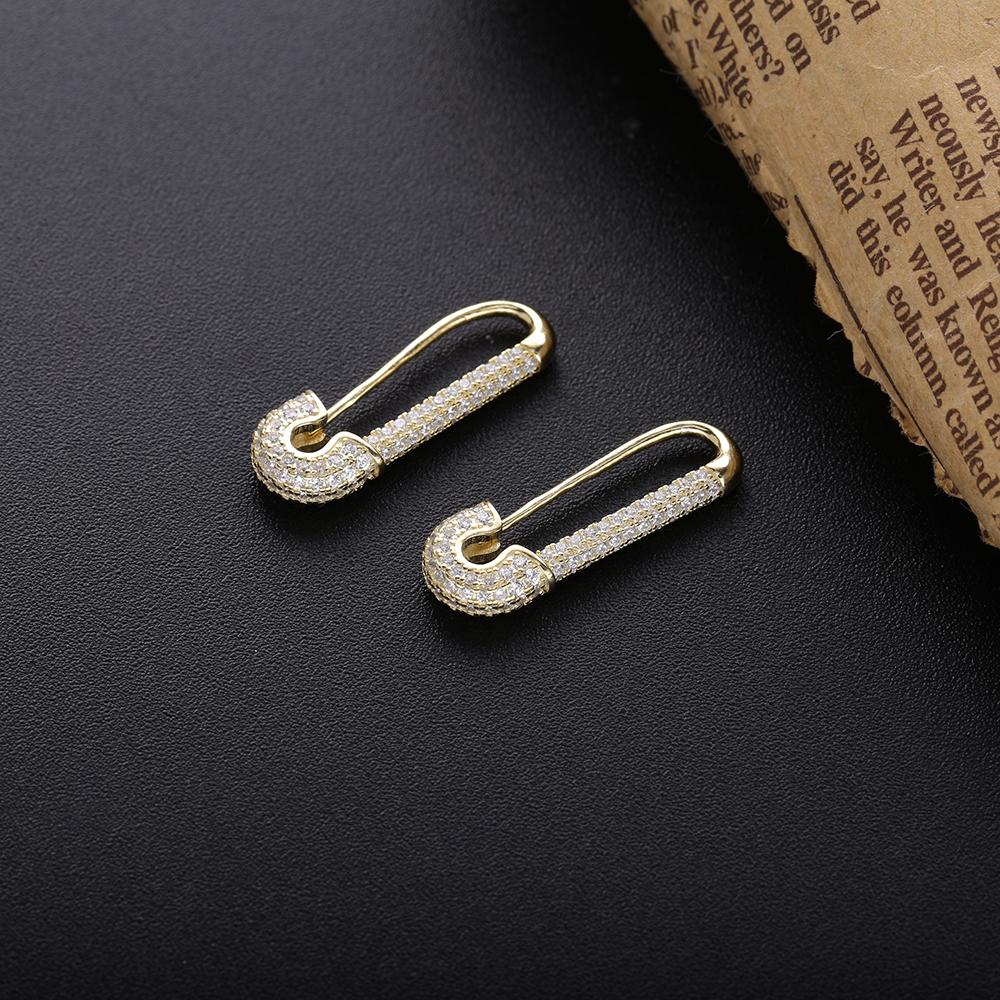 Ohrstecker Slovecabin Micro Pave Sicherheitsnadeln Pulse Ohrmanschette Einzelner Ohrring 925 Sterling Silber mit CZ Original Design 2019 Einfacher Schmuck