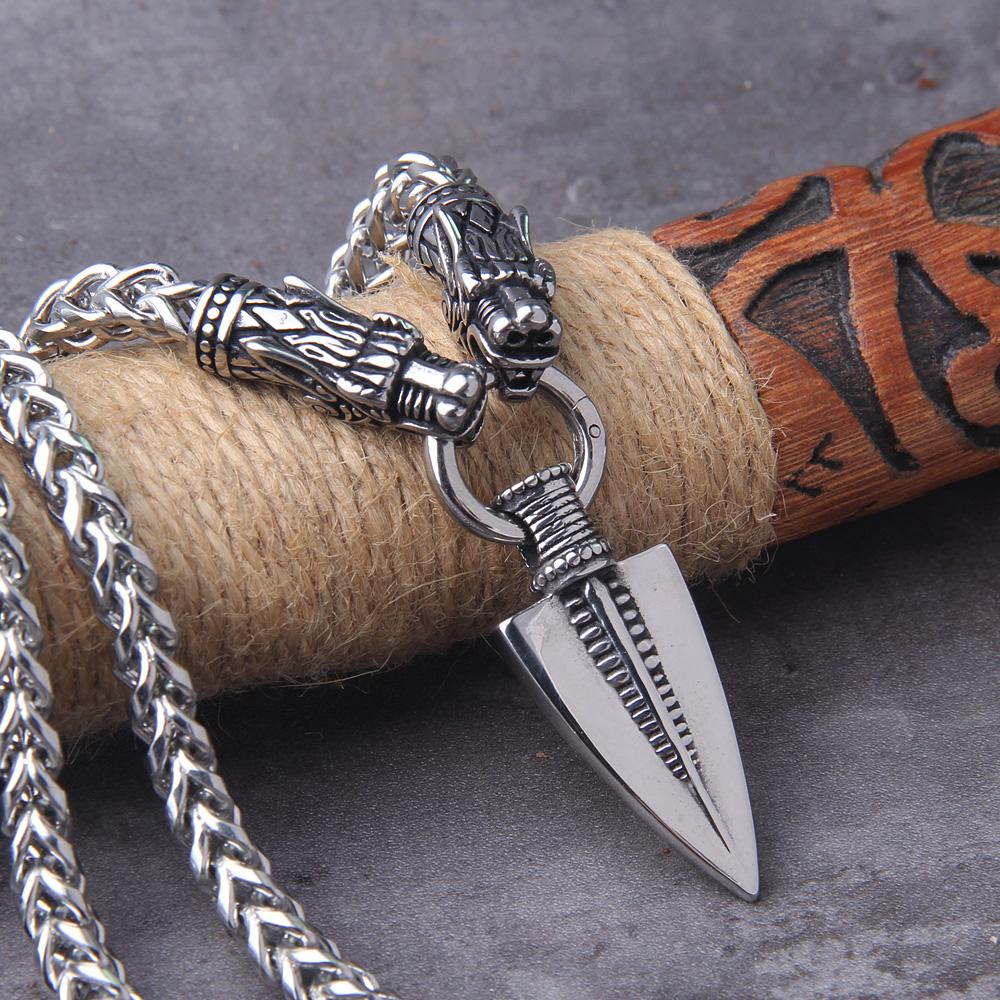 Necklaces Never Fade Men Celtic Wolf Necklaces Viking Vegvisir Amulet spear Pendant Norse Runes Anchor Stainless Steel King Chain Jewelry