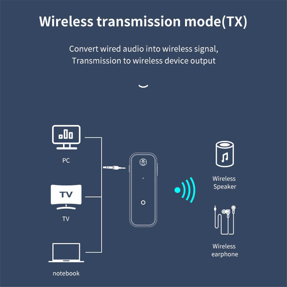 Ny Bluetooth Car Kit -sändarmottagare Trådlös adapter 3,5 mm Ljudstereo Aux -adapter för bilens ljudmusik Handsfri headset