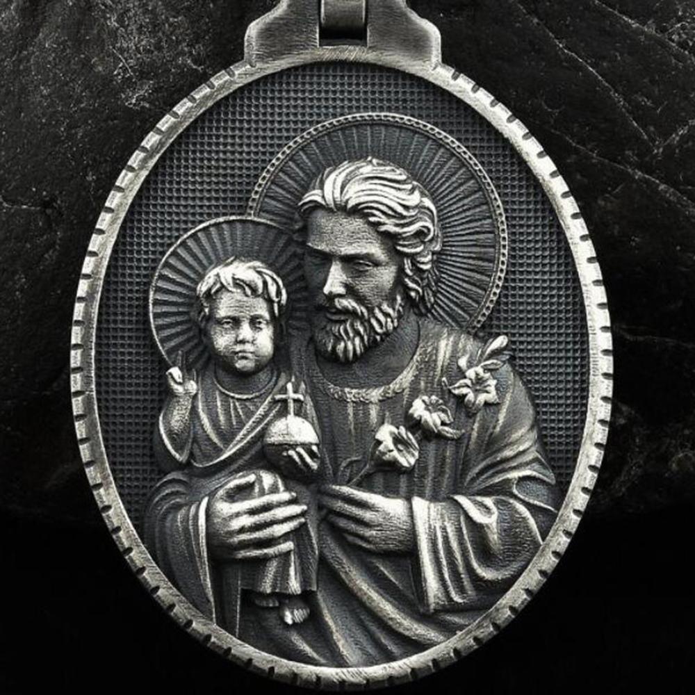 Kettingen Puur Tin Religie Christian Joseph Knuffel Jezus Retro Stijl Saint Joseph Hanger Ketting Katholieke Hangers Ketting Voor Vrouwen Mannen