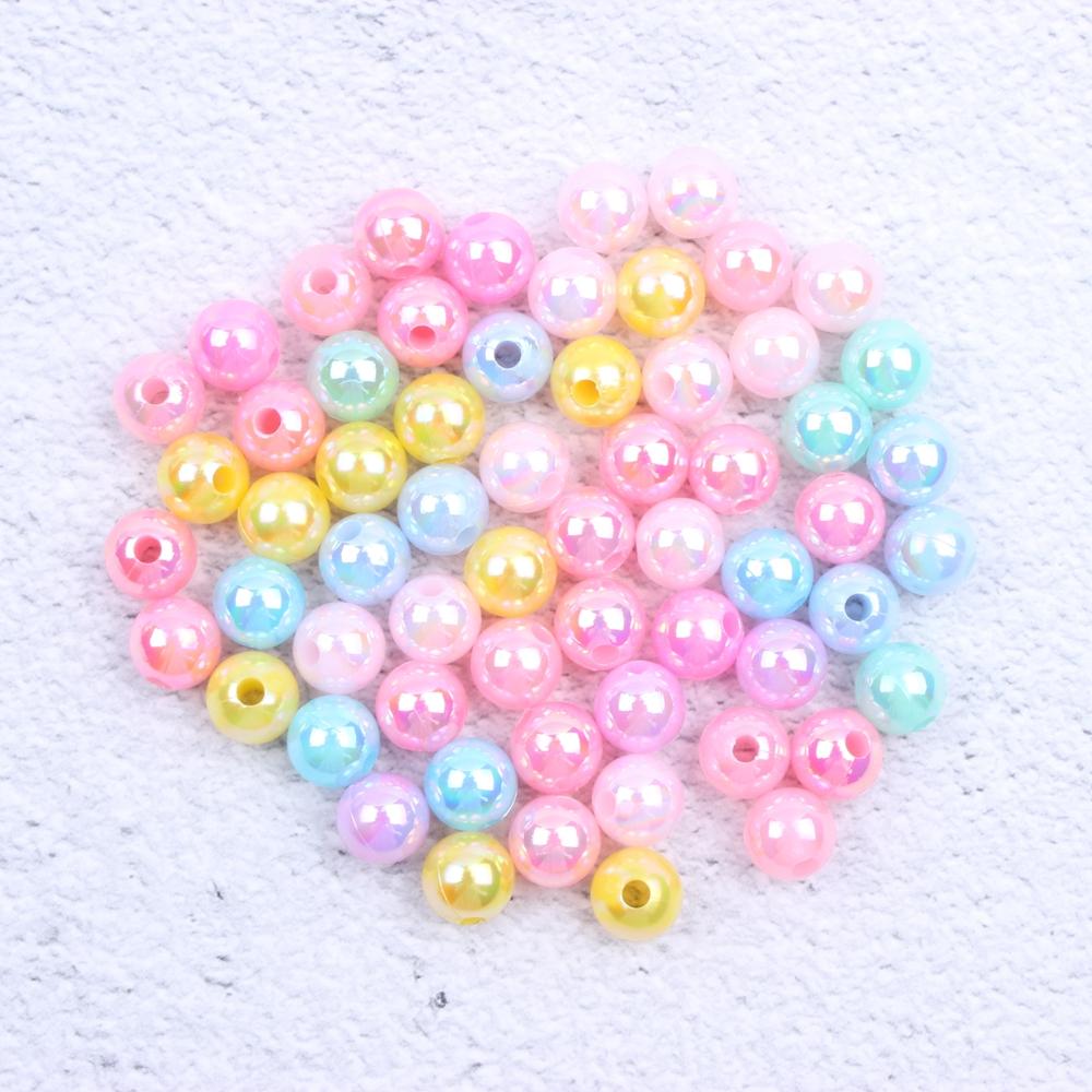 Beads 6 8 10mm 500g Resin Round Imitation Beads AB Colors With Hole Loose Craft Pearls For Sew On Clothes Bags Shoes Backpack Supplies