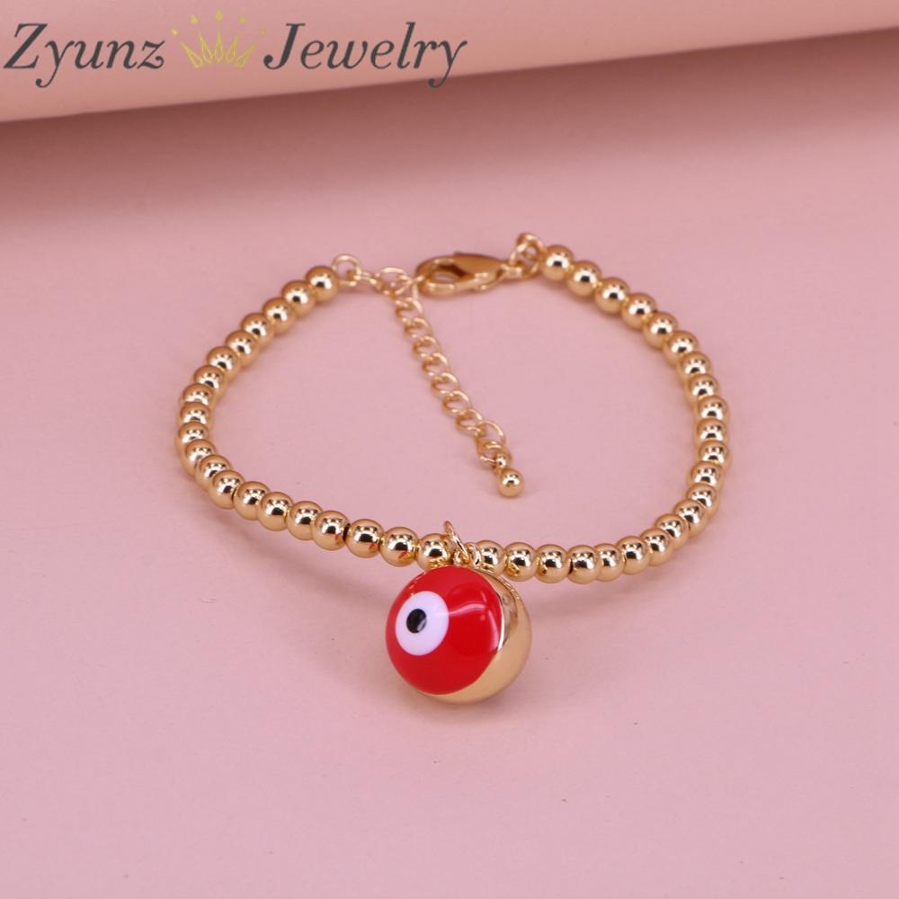 Bangle محظوظات العين الذهبية Ball Beads سوار سحر العين التركي سوار الملبس للنساء الفتيات المجوهرات المجوهرات