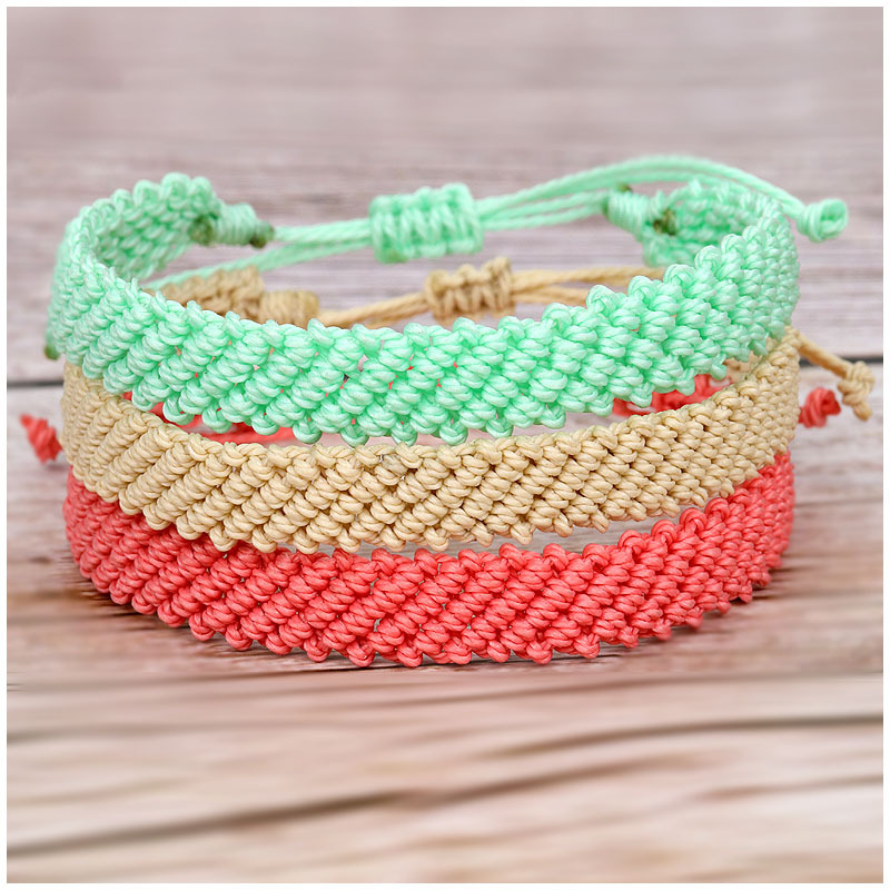 Bracelets tissés bohèmes couleur bonbon Bracelet d'amitié accessoires de mode de plage pour femmes