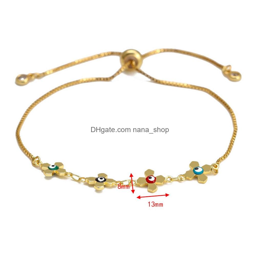 Chain Trendy Evil Eye Link Bracelet For Women Girls Beach Simple Gold Charm Bracelets Turkish Jewelry Good Luck Protection Mothers D Dhtwc