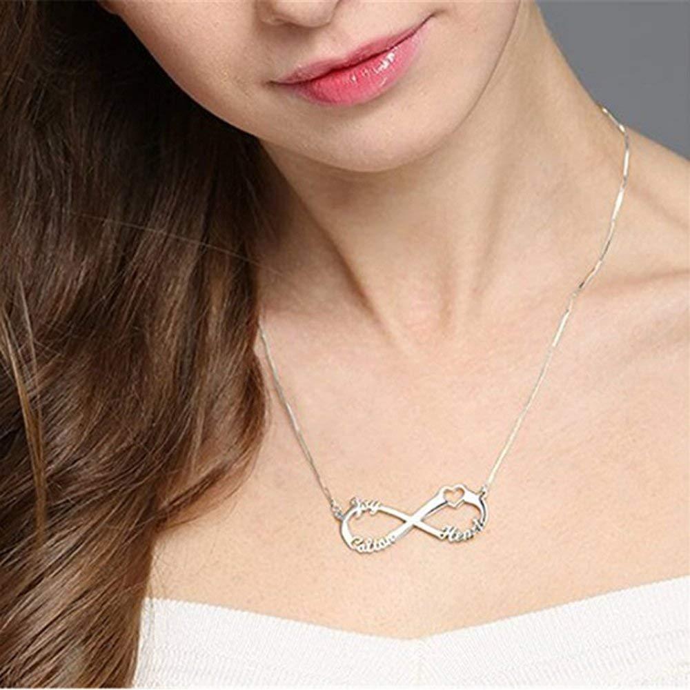 Necklaces Amxiu Personalized 925 Sterling Silver Necklace Engrave 14 Family Names Necklace For Women Lovers Gift Custom Bowknot Pendants