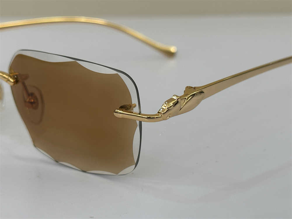 Lyxvarumärkesdesigner Pochromic Rimless Solglasögon Män vintage Retro Diamond Cut Lens Change Color Lens Frameless Zonnebr2300