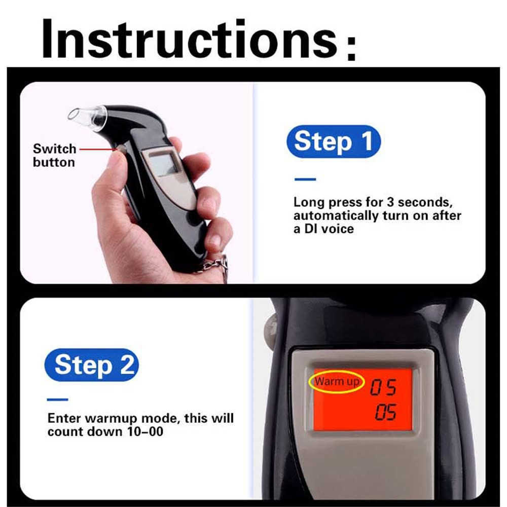 Bil Ny handhållen alkoholtestare LCD -skärm Digital Alkoholdetektor Alkohol Breath Tester Breathalyzer Polis Alcotest Backlight Display