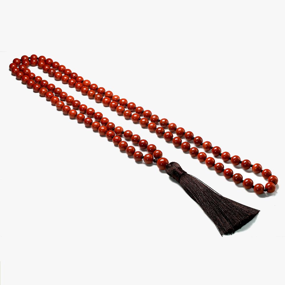 Halsband 108 Natural Stone Red Jasper japamala halsband mala knuten för kvinnliga män meditation yoga pärlor rosenkrans tassel juvelery