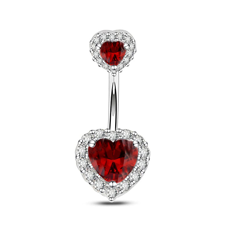 Nombril Nombril Anneaux Double Tête Amour Coeur Zircon Femmes D'été Médical En Acier Inoxydable Piercing Corps Jewlery 2023 Nouveau gros