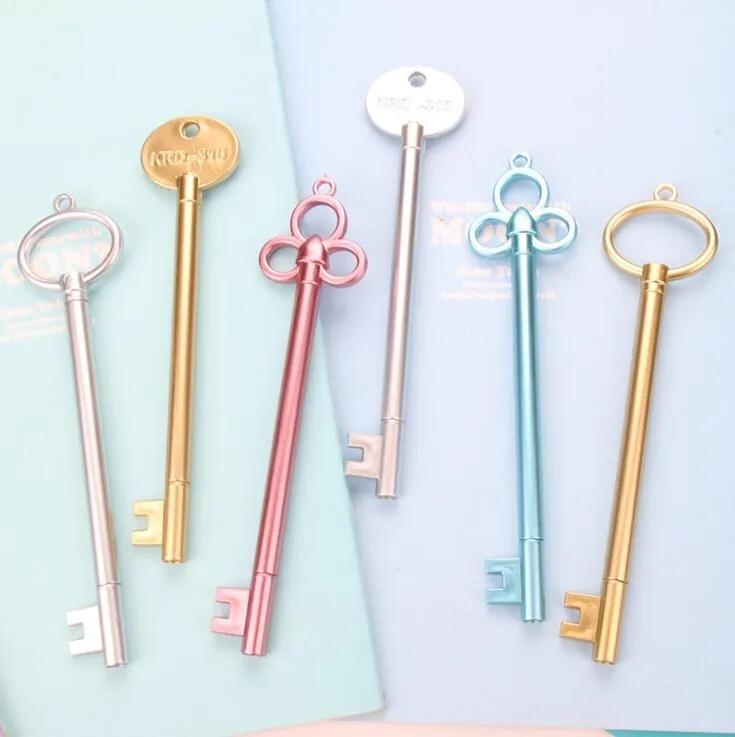 Golden Key Neutral Pen Creative Kawaii Stationery Pens Material Plastic Office School Serden Papelaria Kids Geschenken