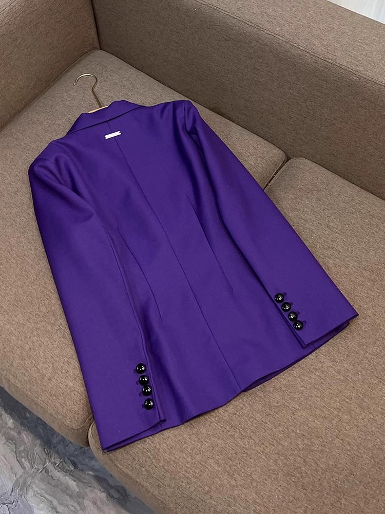 2023 Purple Solid Color Двух частями наборы брюк с длинным рукавом с зарезанными односпальными блейзарами с высокой талией костюмы с высокой талией набор O3W202603