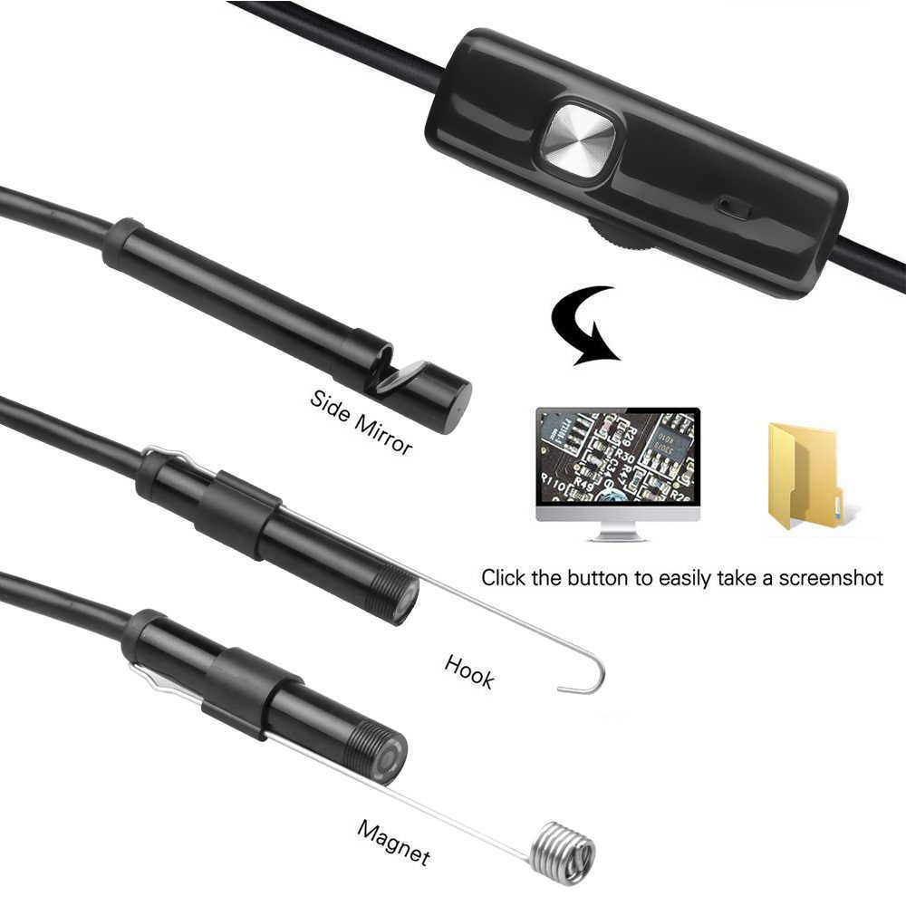 Bil ny industriell endoskop kamera IP68 vattentät 7mm 720p 3in1 för Android -telefoner PC USB 6 LED -lampor justerbara för bilreparationsverktyg