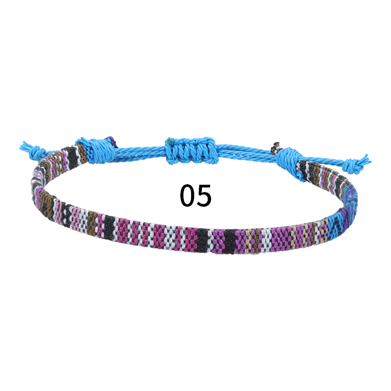 Braccialetti intrecciati arcobaleno Bracciale dell'amicizia bohémien in lino di cotone Accessori moda da spiaggia le vacanze