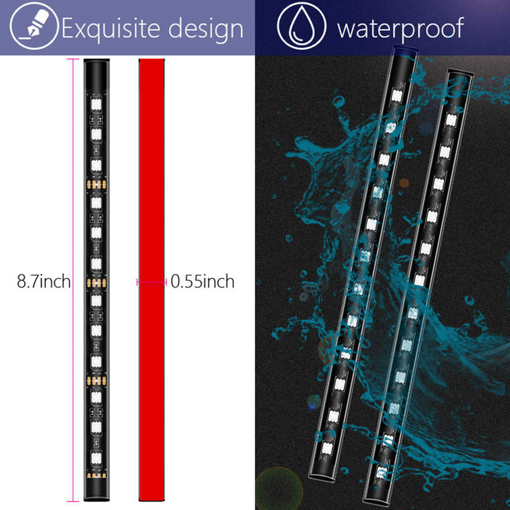 Barra de luz led para interior do carro, 4 em 1, retroiluminação ambiente, luz para os pés, isqueiro ou usb, lâmpada de atmosfera decorativa automática