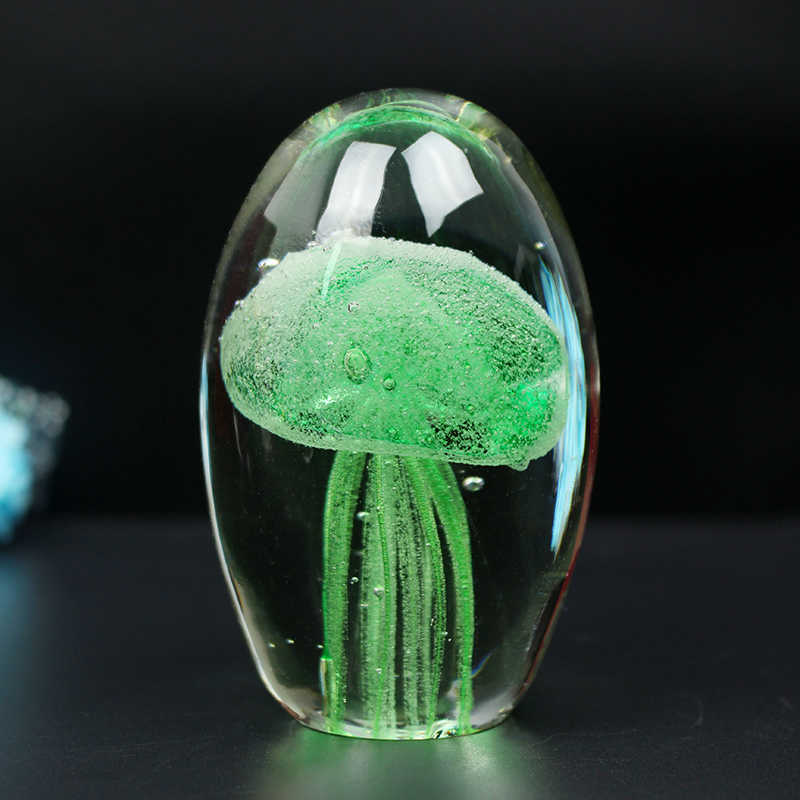 Novelty Items Colored Handmade Glow Glass Jellyfish Figurines Paperweight Aquarium Crystal Fengshui Home Decoration G230520