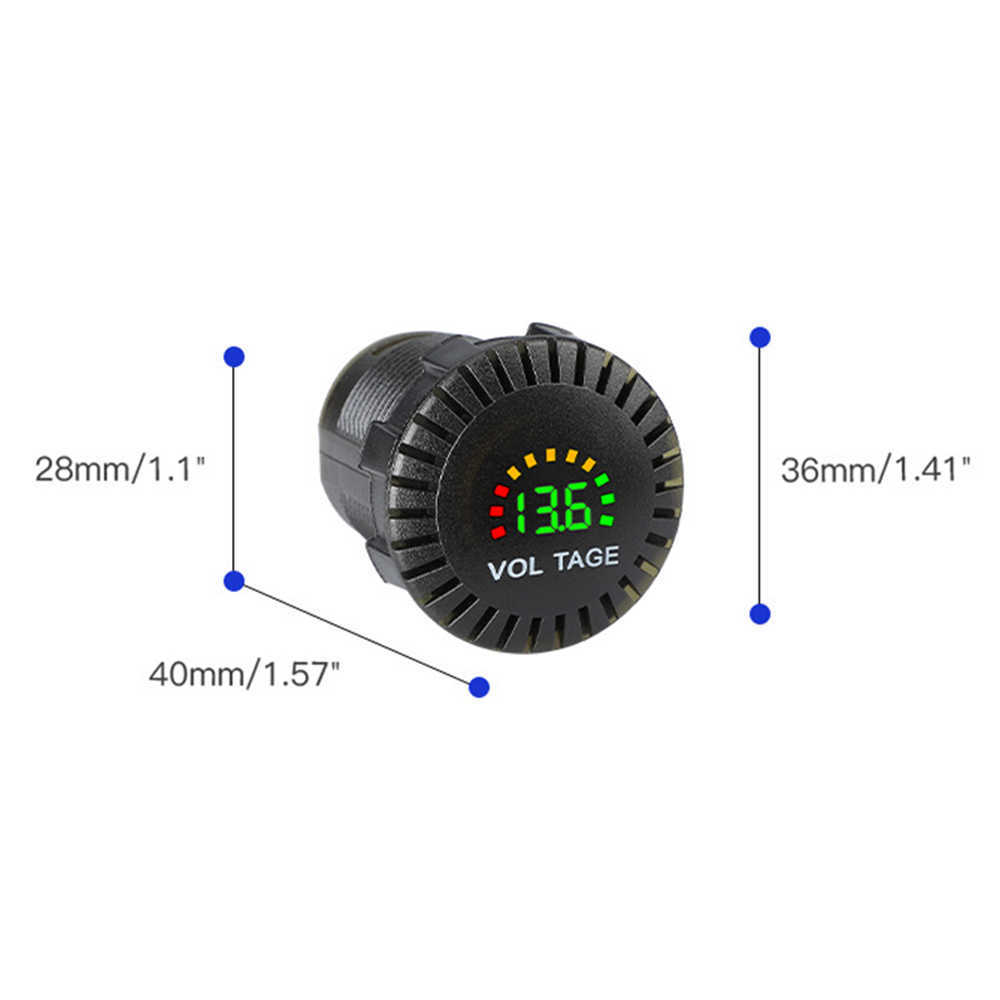 Nuovo 12V/24V Mini rotondo impermeabile misuratore di tensione auto moto barca LED voltmetro digitale pannello monitor calibro accessori auto