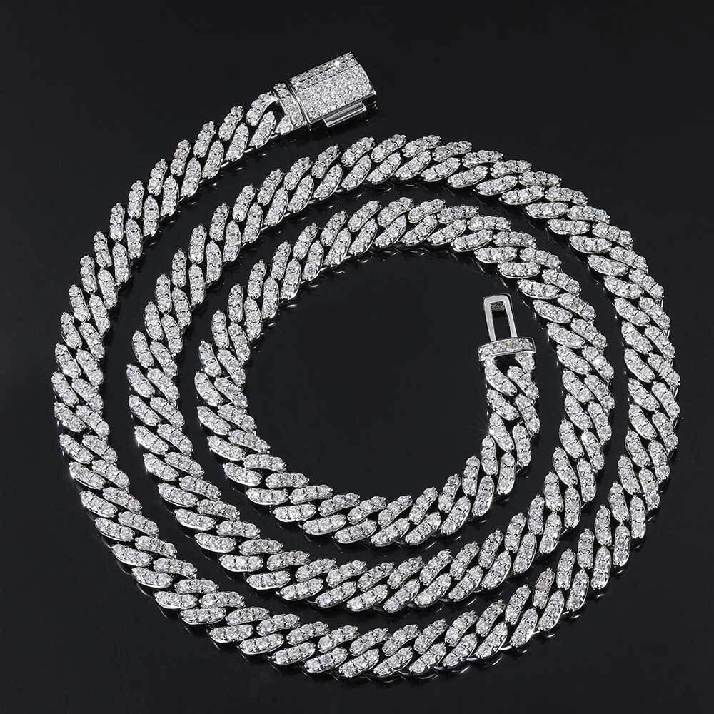 Kettingen 8mm Hip Hop Sieraden Diamond Iced Out Zilver Dikke Cubaanse Schakelkettingen voor Meisje Cubaanse Kettingen Vrouwen