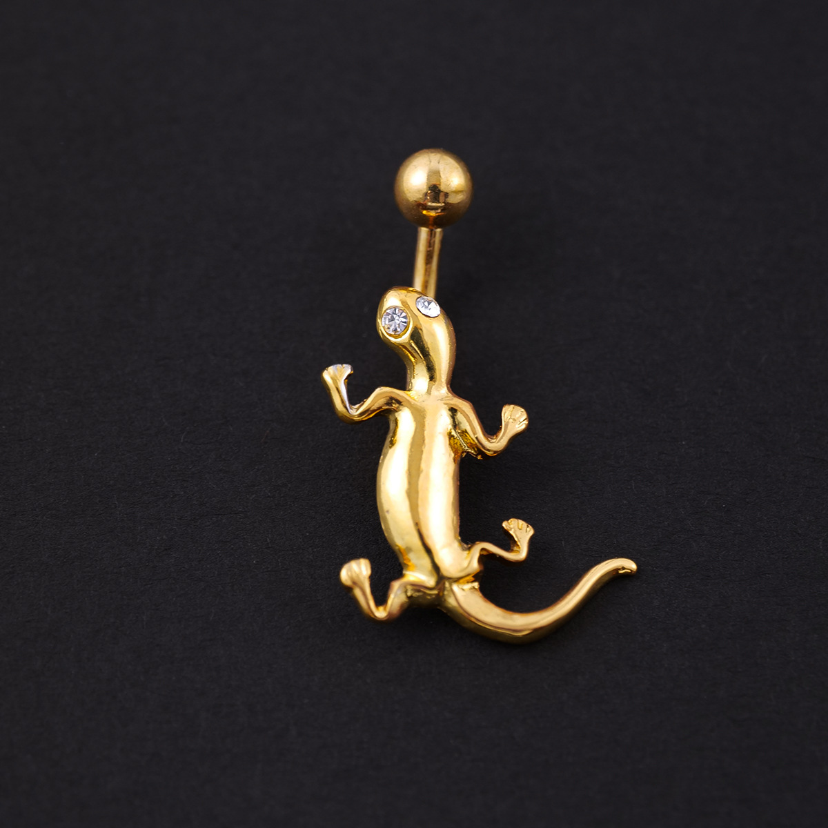 Navel Belly Button Rings Dingling Women Summer Gecko Vintage rostfritt stål Piercing Body Jewlery 2023 Ny guld svartvit färg