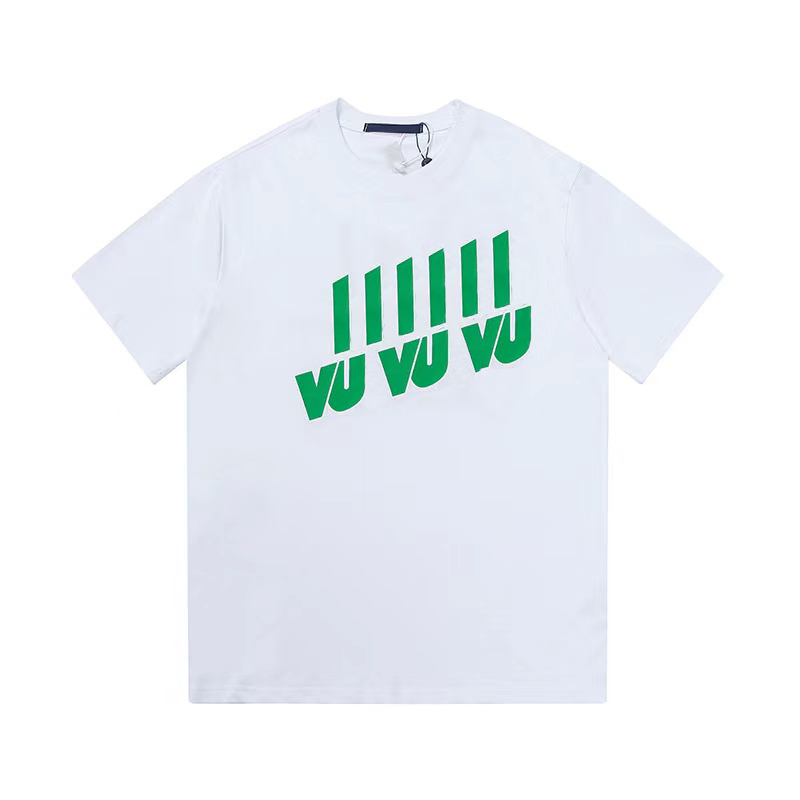 Camiseta de verão de grife camisetas masculinas de manga curta impressão de letras gola redonda de algodão camisetas soltas unissex camiseta verde esportiva versátil camiseta casual