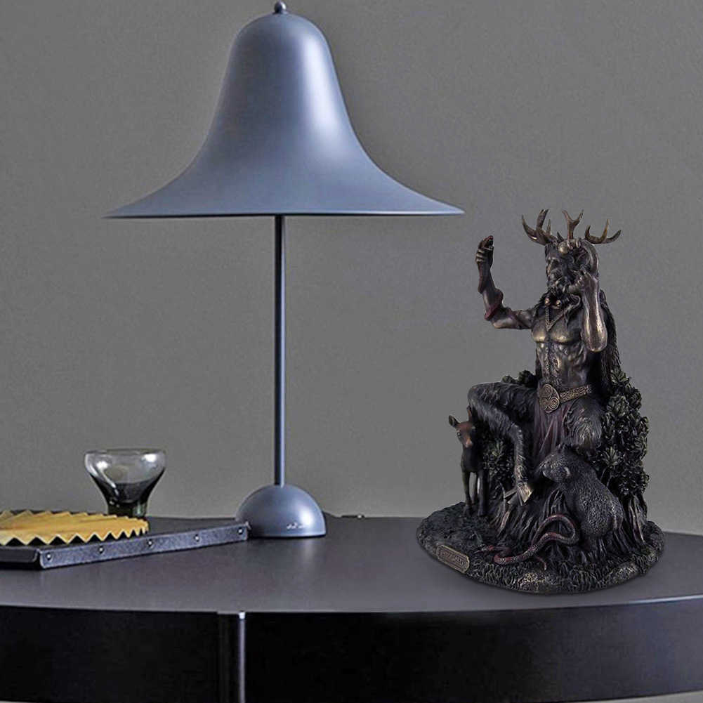 Nouveauté Articles Cernunnos Cornu Animal Dieu Sculpture Résine Paysage Underworld Figurine Statue Home Office Boutique Décoration Ornement G230520