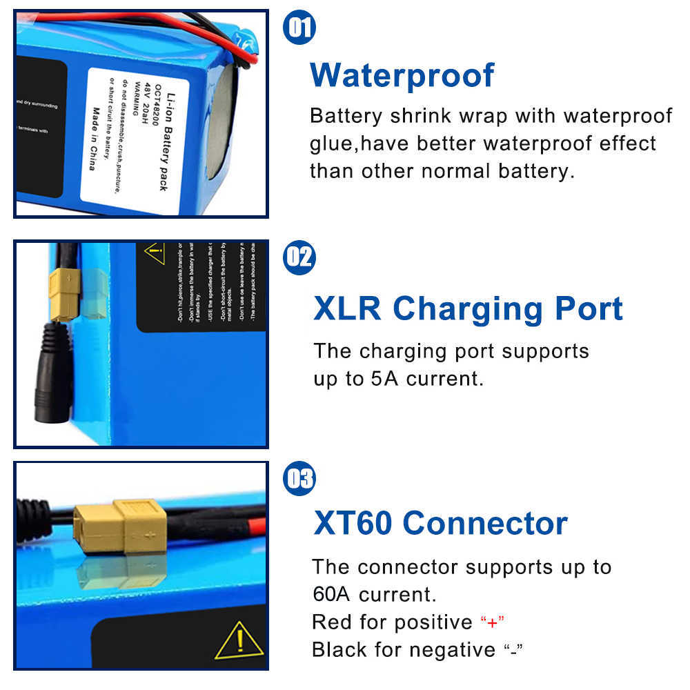 48 V 20AH 36V 15AH Lithium Ion Li-Ion Ebike Batteriepack wiederaufladbare Batterien für Roller Elektrofahrrad 500W 1000W Hochleistungs