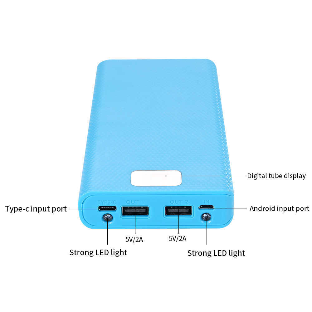 سيارة السيارة السريعة شحن 18650 Power Bank 20000mAh USB النوع C 5V الحالات مربع تخزين شحن البطارية دون بطارية ل iPhone Xiaomi